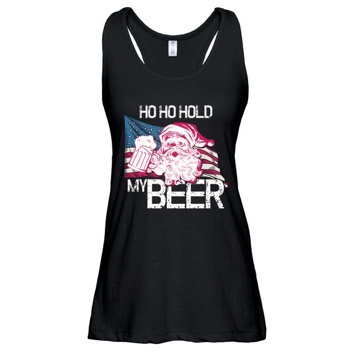 Christmas In July Santa Ho Ho Hold My Beer Funny Gift Ladies Essential Flowy Tank