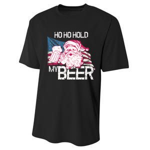 Christmas In July Santa Ho Ho Hold My Beer Funny Gift Performance Sprint T-Shirt