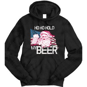 Christmas In July Santa Ho Ho Hold My Beer Funny Gift Tie Dye Hoodie