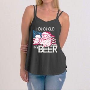 Christmas In July Santa Ho Ho Hold My Beer Funny Gift Women's Strappy Tank