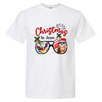 Christmas In June Sunglasses Santa Flamingo Summer Vacation Garment-Dyed Heavyweight T-Shirt