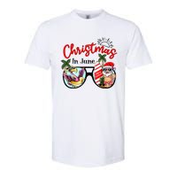 Christmas In June Sunglasses Santa Flamingo Summer Vacation Softstyle CVC T-Shirt