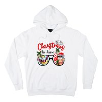 Christmas In June Sunglasses Santa Flamingo Summer Vacation Hoodie