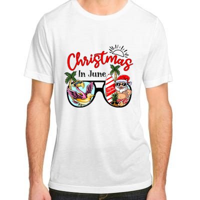 Christmas In June Sunglasses Santa Flamingo Summer Vacation Adult ChromaSoft Performance T-Shirt