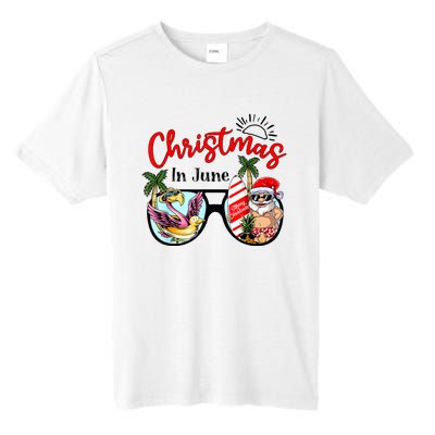 Christmas In June Sunglasses Santa Flamingo Summer Vacation Tall Fusion ChromaSoft Performance T-Shirt