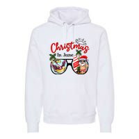 Christmas In June Sunglasses Santa Flamingo Summer Vacation Premium Hoodie