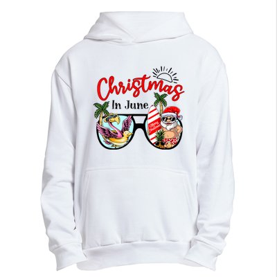 Christmas In June Sunglasses Santa Flamingo Summer Vacation Urban Pullover Hoodie