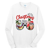 Christmas In June Sunglasses Santa Flamingo Summer Vacation Tall Long Sleeve T-Shirt