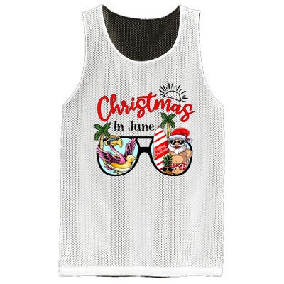 Christmas In June Sunglasses Santa Flamingo Summer Vacation Mesh Reversible Basketball Jersey Tank