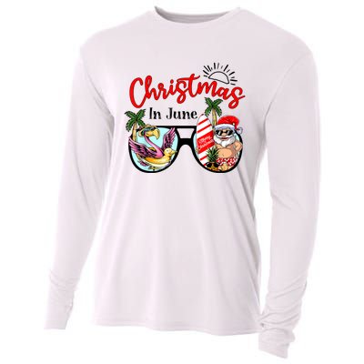 Christmas In June Sunglasses Santa Flamingo Summer Vacation Cooling Performance Long Sleeve Crew