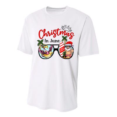 Christmas In June Sunglasses Santa Flamingo Summer Vacation Performance Sprint T-Shirt