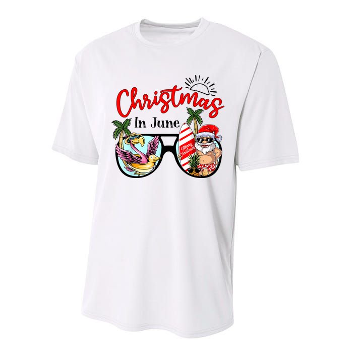 Christmas In June Sunglasses Santa Flamingo Summer Vacation Performance Sprint T-Shirt