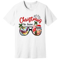 Christmas In June Sunglasses Santa Flamingo Summer Vacation Premium T-Shirt