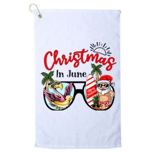 Christmas In June Sunglasses Santa Flamingo Summer Vacation Platinum Collection Golf Towel