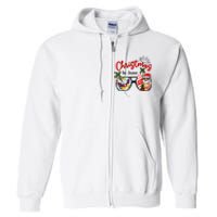 Christmas In June Sunglasses Santa Flamingo Summer Vacation Full Zip Hoodie