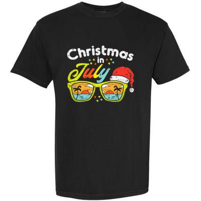 Christmas In July Sunglasses Santa Beach Summer Summer Xmas Garment-Dyed Heavyweight T-Shirt