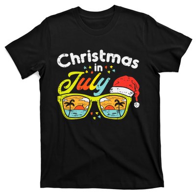 Christmas In July Sunglasses Santa Beach Summer Summer Xmas T-Shirt