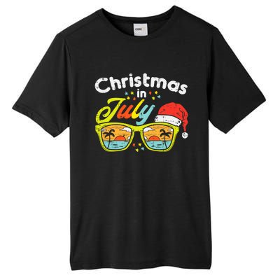 Christmas In July Sunglasses Santa Beach Summer Summer Xmas Tall Fusion ChromaSoft Performance T-Shirt