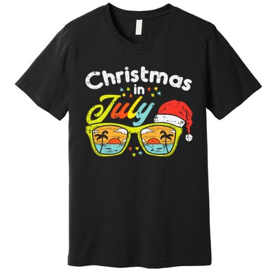 Christmas In July Sunglasses Santa Beach Summer Summer Xmas Premium T-Shirt