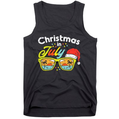 Christmas In July Sunglasses Santa Beach Summer Summer Xmas Tank Top