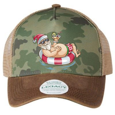 Christmas In July Hawaiian Santa Floatie Summer Legacy Tie Dye Trucker Hat