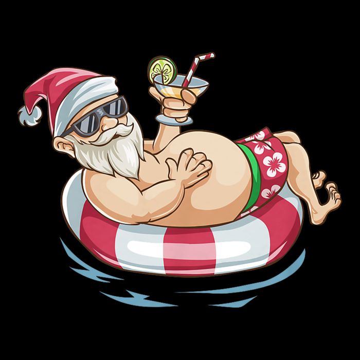 Christmas In July Hawaiian Santa Floatie Summer City Backpack