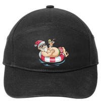 Christmas In July Hawaiian Santa Floatie Summer 7-Panel Snapback Hat