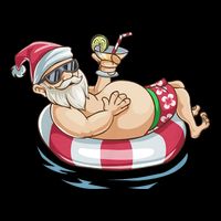 Christmas In July Hawaiian Santa Floatie Summer 7-Panel Snapback Hat