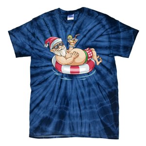 Christmas In July Hawaiian Santa Floatie Summer Tie-Dye T-Shirt