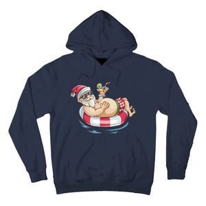 Christmas In July Hawaiian Santa Floatie Summer Tall Hoodie