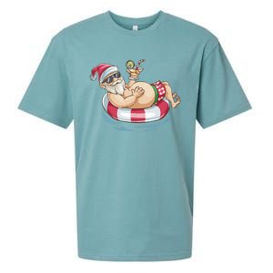 Christmas In July Hawaiian Santa Floatie Summer Sueded Cloud Jersey T-Shirt