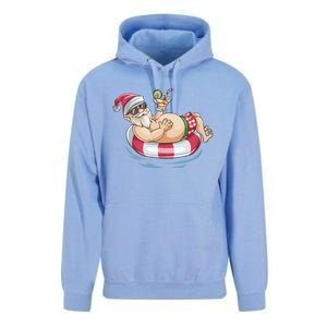 Christmas In July Hawaiian Santa Floatie Summer Unisex Surf Hoodie