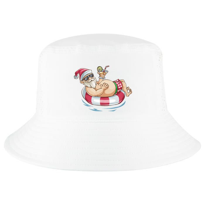 Christmas In July Hawaiian Santa Floatie Summer Cool Comfort Performance Bucket Hat