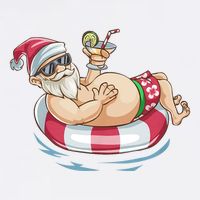 Christmas In July Hawaiian Santa Floatie Summer Cool Comfort Performance Bucket Hat