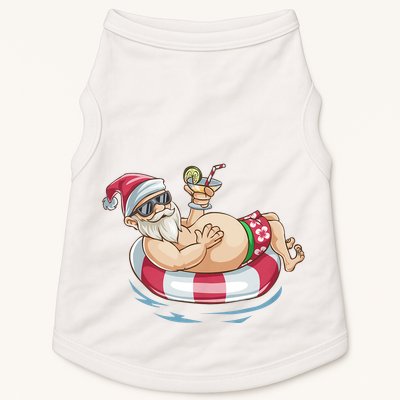 Christmas In July Hawaiian Santa Floatie Summer Doggie Tank