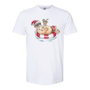 Christmas In July Hawaiian Santa Floatie Summer Softstyle CVC T-Shirt