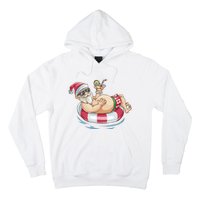 Christmas In July Hawaiian Santa Floatie Summer Hoodie