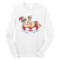 Christmas In July Hawaiian Santa Floatie Summer Long Sleeve Shirt