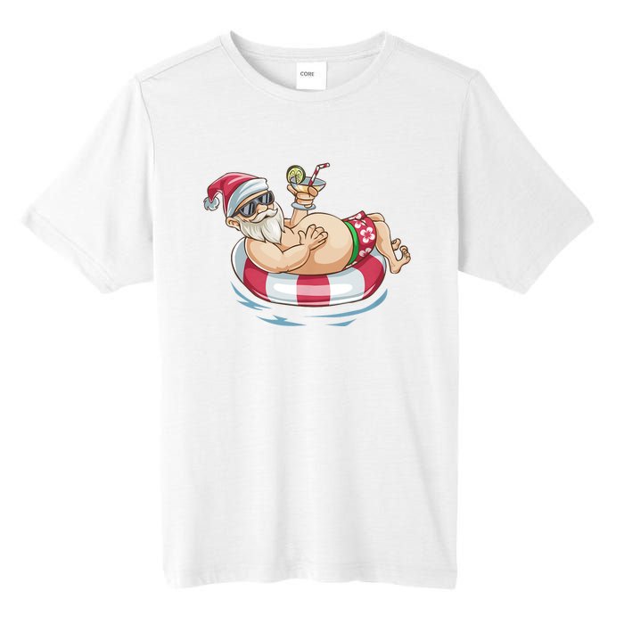 Christmas In July Hawaiian Santa Floatie Summer Tall Fusion ChromaSoft Performance T-Shirt