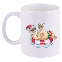 Christmas In July Hawaiian Santa Floatie Summer 11oz C Handle Ceramic Mug