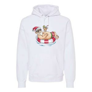 Christmas In July Hawaiian Santa Floatie Summer Premium Hoodie