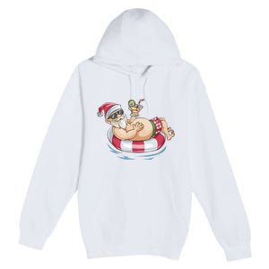 Christmas In July Hawaiian Santa Floatie Summer Premium Pullover Hoodie