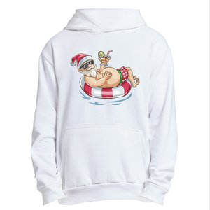 Christmas In July Hawaiian Santa Floatie Summer Urban Pullover Hoodie