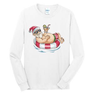 Christmas In July Hawaiian Santa Floatie Summer Tall Long Sleeve T-Shirt