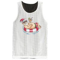 Christmas In July Hawaiian Santa Floatie Summer Mesh Reversible Basketball Jersey Tank