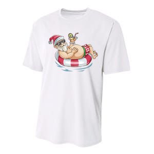 Christmas In July Hawaiian Santa Floatie Summer Performance Sprint T-Shirt