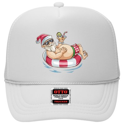 Christmas In July Hawaiian Santa Floatie Summer Trucker Hat