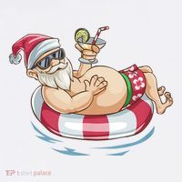 Christmas In July Hawaiian Santa Floatie Summer Womens T-Shirt