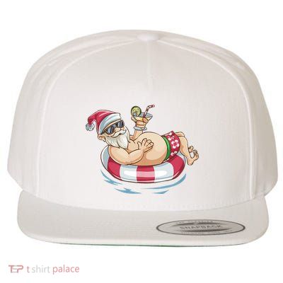 Christmas In July Hawaiian Santa Floatie Summer Wool Snapback Cap