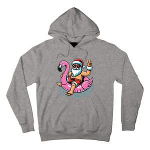 Christmas In July Santa Flamingo Summer Xmas Tall Hoodie